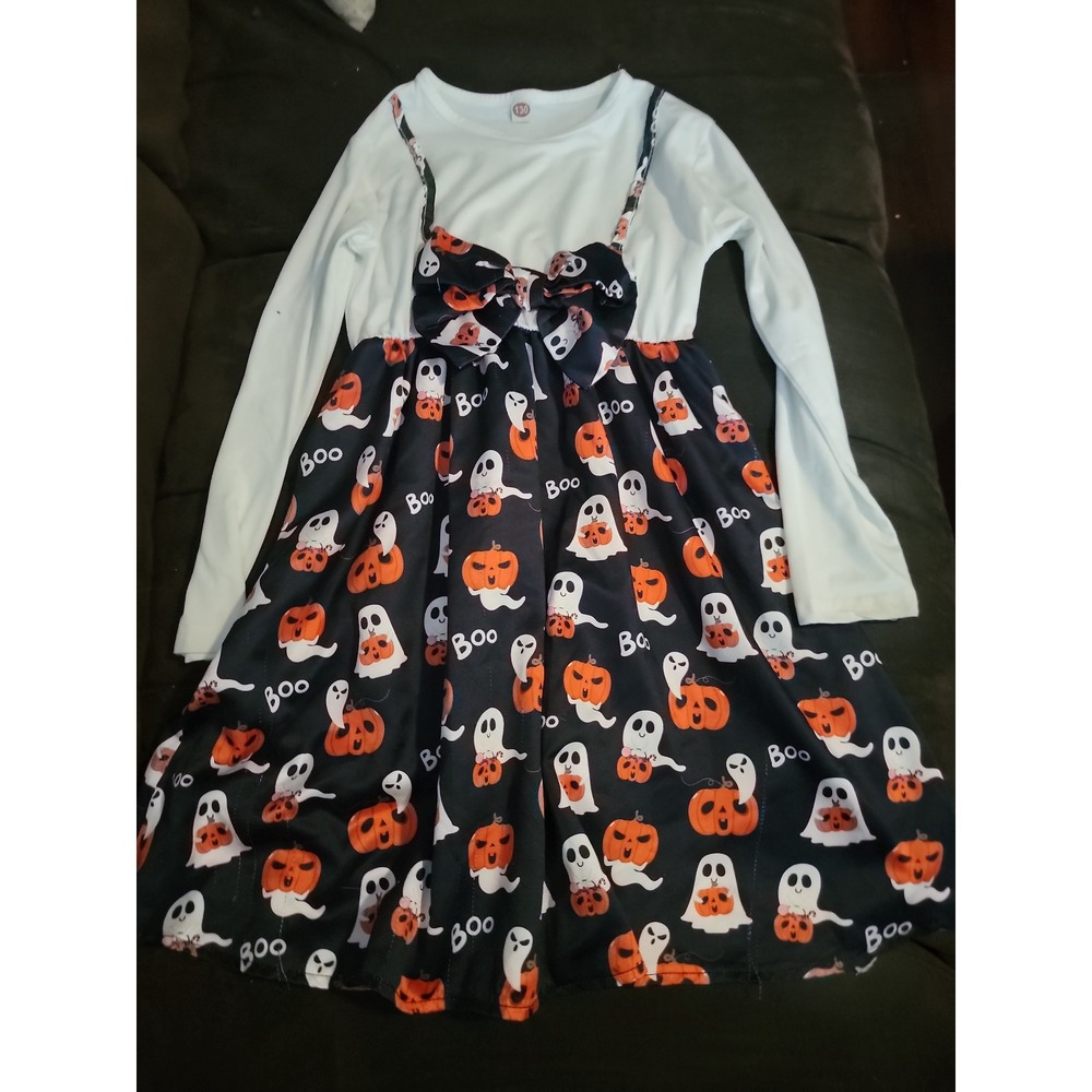 Boutique Halloween ghost pumpkin dress size 130 fits like 8
